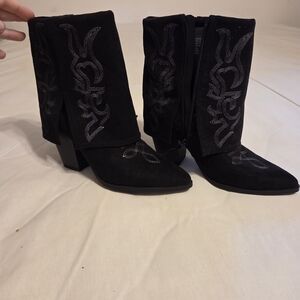 No Boundaries Black Embroidered Ankle Boots